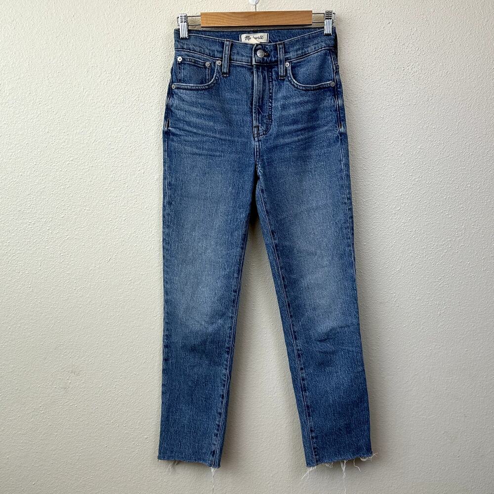 Madewell perfect vintage straight jeans Raw Hem 23 Light Wash Blue